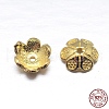 Real 18K Gold Plated 6-Petal 925 Sterling Silver Bead Caps STER-M100-10-2