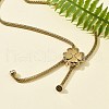 304 Stainless Steel Crystal Rhinestone Clover Lariat Necklaces NJEW-V001-07G-4