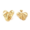 Hammered Heart 304 Stainless Steel Stud Earrings for Women EJEW-U003-02G-01-2