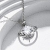 Brass Micro Pave Cubic Zirconia Star Pendant Necklaces for Women NJEW-S447-01P-1