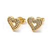 Clear Cubic Zirconia Hollow Out Heart Stud Earrings EJEW-F301-04-2