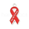 No To Drugs Red Awareness Ribbon Theme Alloy Enamel Pendants ENAM-C026-02G-S-1