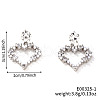 French Romantic Style Fashion Brass Rhinestone Hollow Heart Stud Earrings EE4680-1-2