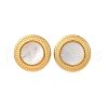 304 Stainless Steel Natural White Shell Stud Earrings EJEW-Z103-04G-02-4