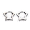 Tarnish Resistant 304 Stainless Steel Star Huggie Hoop Earrings STAS-J033-07P-2