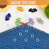 BENECREAT 12Pcs 6 Colors Bat Halloween Theme Silicone Focal Beads with 50Pcs Plastic Knitting Stitch Marker Rings SIL-BC0001-11-4
