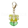 Flower Glass Pendant Decorations HJEW-MZ00218-01-2