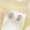 Brass Micro Pave Clear Cubic Zirconia Stud Earrings EJEW-R016-26P-03-2