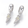 Brass Micro Pave Cubic Zirconia European Dangle Charms ZIRC-G153-12P-1