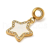 Ion Plating(IP) 304 Stainless Steel Pave Crystal Rhinestone European Dangle Charms STAS-U005-45G-02-2