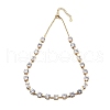 Rack Plating Brass Pave Cubic Zirconia Flat Round & Rectangle Link Necklaces for Women NJEW-B109-01G-02-1
