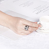 Roman Numerals 304 Stainless Steel & Crystal Rhinestone & Natural Shell Finger Rings FS-WGD9A22-05-1