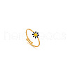 Daisy 304 Stainless Steel Enamel Open Cuff Rings for Women RJEW-M061-01G-01-1