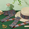 7M Ethnic Style Polyester Flower Jacquard Ribbons OCOR-WH0091-72A-01-4