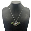 Shiny Alloy Pave Natural Paua Shell Pendant Necklaces TZ0162-1-1