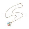 Glass & Glass Seed Beads Flower Pendant Necklaces & Hoop Earrings Sets SJEW-MZ00012-7