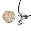Glass Seed Beaded & Alloy Triangle Evil Eye Pendant Necklaces NJEW-MZ00110-01-3