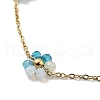 Glass Flower Link Chain Necklaces NJEW-H041-04G-03-2