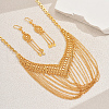 Vintage Alloy Hollow Multilayer Tassel Earrings & Necklaces Set for Banquet Bride LS7583-1