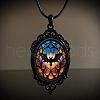 Oval Gothic Alloy Glass Halloween Pendant Necklaces for Women FS-WG73C21-04-1