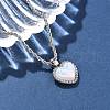 304 Stainless Steel Pave Shell Heart Pendant Rope Chain Necklaces for Women NJEW-Z070-02P-2