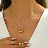 Stainless Steel & Imitation Pearl Stud Earrings & Double Necklaces & Rings Sets for Women's Daily Wear UO4796-3
