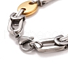 Vacuum Plating 304 Stainless Steel Bean Link Chains Bracelet STAS-E160-09GP-3