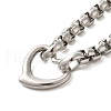 304 Stainless Steel Heart Pendant Necklaces & Bracelets Sets STAS-A100-22P-2