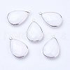 Silver Color Plated Brass Glass Teardrop Pendants X-GLAA-M006-A-22S-1