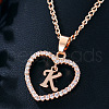 Alloy Crystal Rhinestone Heart with Initial Pendant Necklaces WGD4CFD-11-1
