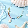 Beach Synthetic Turquoise Turtle Starfish Pendant Necklaces NJEW-JN05251-1