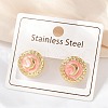 304 Stainless Steel Enamel Flat Round with Moon Stud Earrings STAS-D368-03G-3