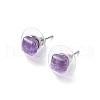 Natural Amethyst Stud Earrings for Women EJEW-K091-01P-08-2