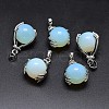 Palm Platinum Plated Brass Opalite Pendants G-F228-02C-RS-1