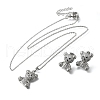 Bear Brass Micro Pave Cubic Zirconia Stud Earrings & Pendant Necklaces Sets SJEW-Z002-01P-4