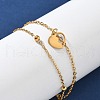 304 Stainless Steel Heart Charm Chain Bracelets BJEW-M097-01A-G-3