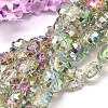 Half Plated Faceted Clover Glass Bead Strands X-EGLA-J094-HP03-1
