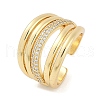 Brass Micro Pave Clear Cubic Zirconia Open Cuff Rings for Women RJEW-M026-02G-02-4