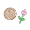 Transparent Glass Beads with Tibetan Style Alloy Caps and Glass Bugle Beads and Brass Flat Head Pins Pendants PALLOY-JF03623-2