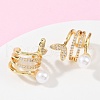 Fishtail Brass Micro Pave Clear Cubic Zirconia Cuff Earrings EJEW-Z111-04G-01-3