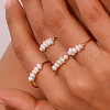 Mother's Day Jewellery Nuggets Stainless Steel & Natural Freshwater Pearl Beads Finger Rings WG1BE4A-04-4