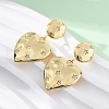 Heart Brass Micro Pave Clear Cubic Zirconia Dangle Stud Earrings EJEW-R025-24G-5