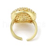 Brass with Cubic Zirconia Open Cuff Rings for Women RJEW-A035-13G-3