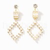 Fashionable Brass Pave Clear Cubic Zirconia Rhombus Stud Earrings TN3941-2-1