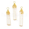 Natural Selenite Copper Wire Wrapped Big Pendants G-K339-03G-1