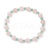 Natural Green Aventurine & Rose Quartz Round Beaded Stretch Bracelets for Women BJEW-JB11926-01-2