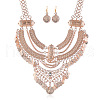 Alloy Coin Tassel Bib Necklaces & Dangle Earrings Sets FS-WG2BAC6-05-2