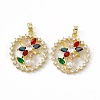 Brass Micro Pave Cubic Zirconia Pendants KK-E068-VC033-2