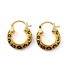 Leopard Print Brass Enamel Hoop Earrings for Women EJEW-U055-11B-G-2