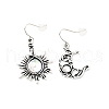 Resin Beaded Moon and Sun Asymmetrical Earrings EJEW-C036-01B-1